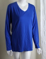 NWT Seg'Ments Sz XL BRIGHT VIBRANT BLUE Merino Wool V-Neck Sweater Top