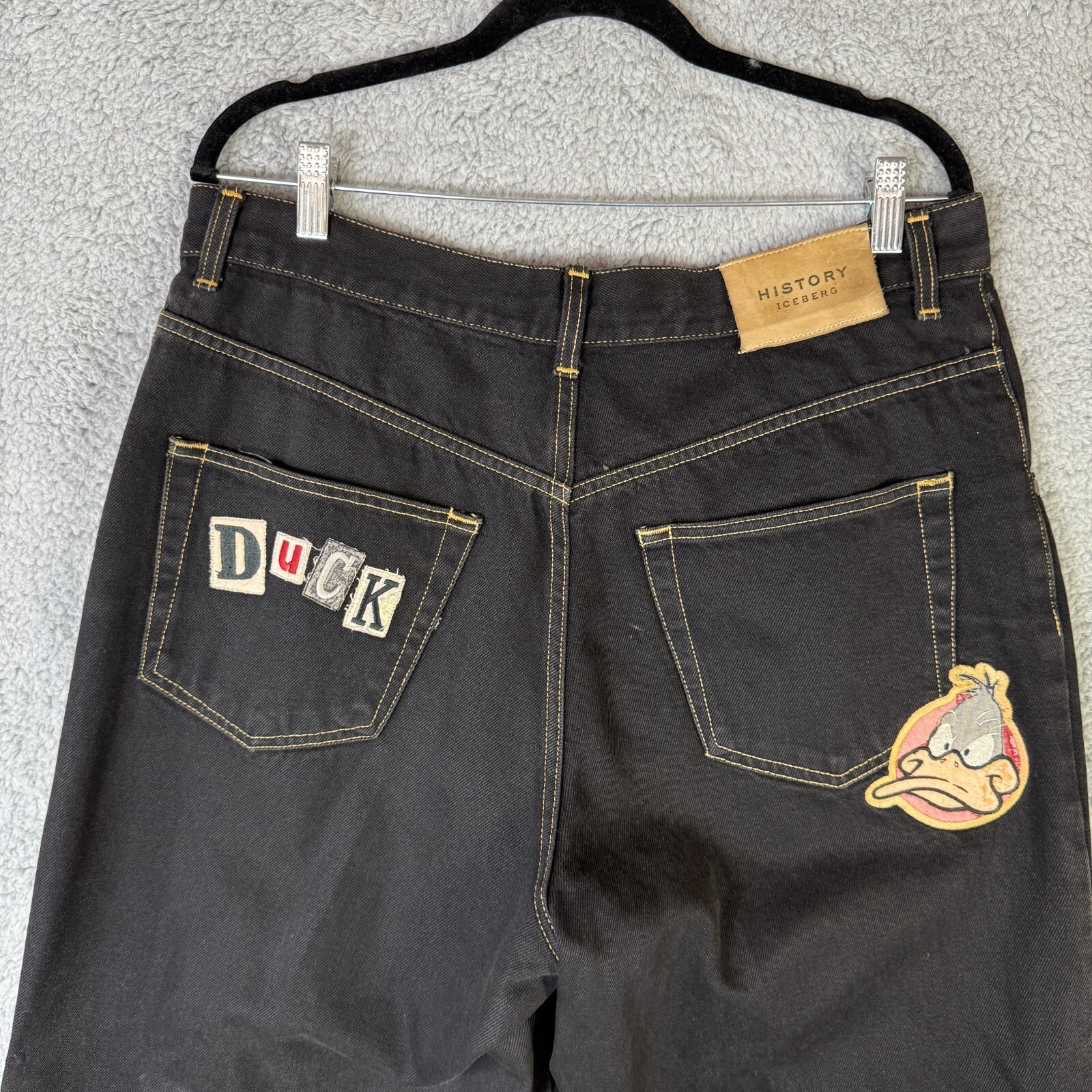 Vintage History Iceberg Wide Leg Men's 34 Black Daffy Duck Looney Tunes JNCO