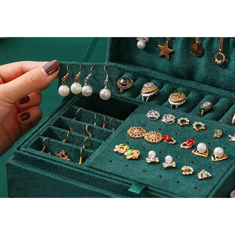 3Layer Jewelry Organizer Box Necklace Large Capacity Earring Display Holder Case - image 3 of 4