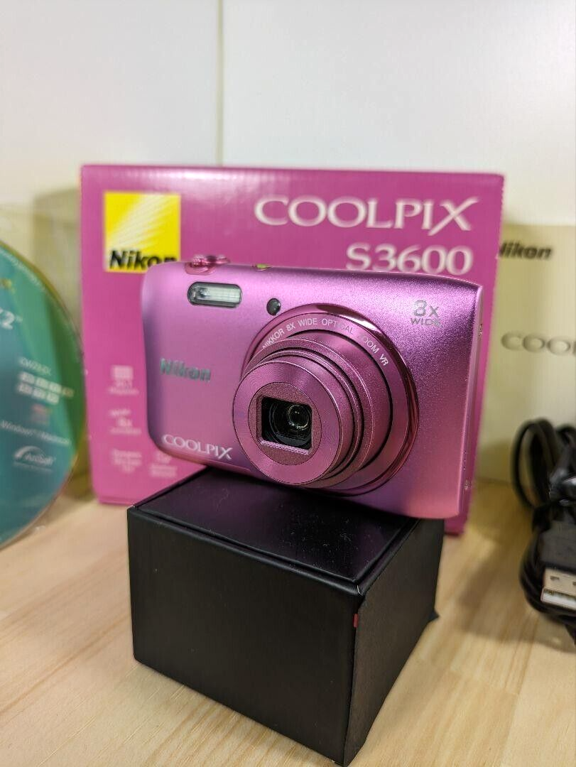 ✨美品✨Nikon COOLPIX 3600 #0298 W/BOX] Nikon Coolpix S3600 Pink 8x Zoom Digital Camera gift