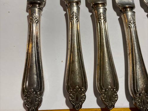 Set Of 6 1895 Rogers & Hamilton Knife Silver-plate Marquise Knives Antique - Picture 6 of 10