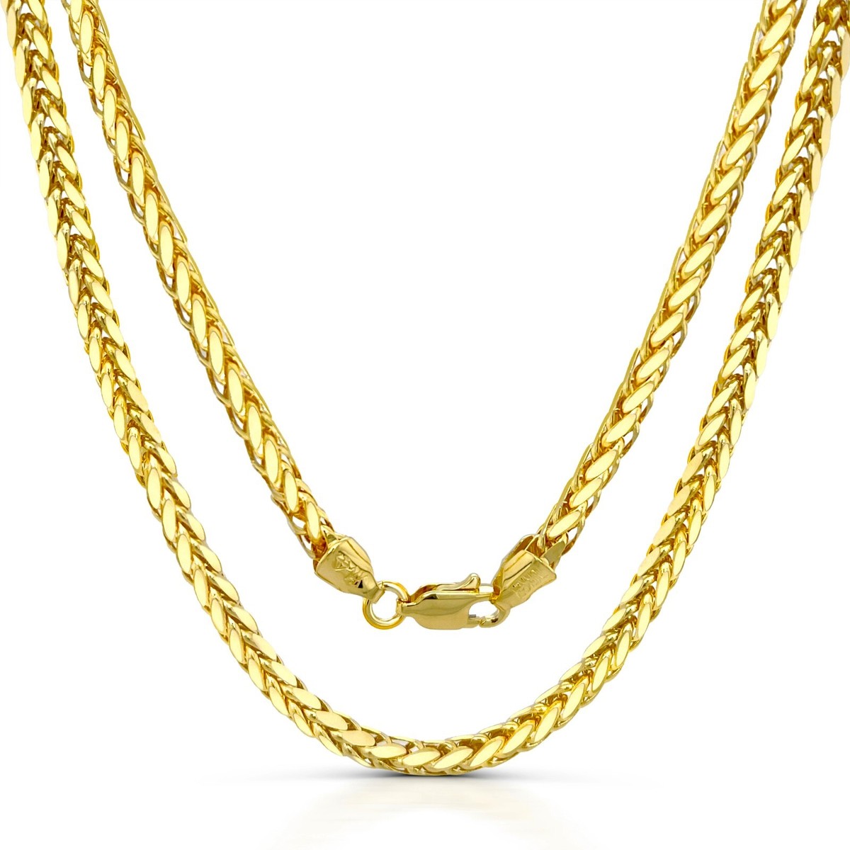 Wheat Palm Foxtail Chain 14K Real Gold Diamond Cut Spiga Necklace