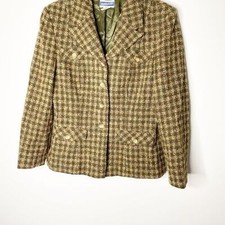 Vintage Pendleton Brown Green Wool Plaid Blazer Business Casual Career Size 12