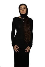 Versace Spring 2018 Ready to Wear Black Cowl Neck Dress with Head Scarf Sz 40