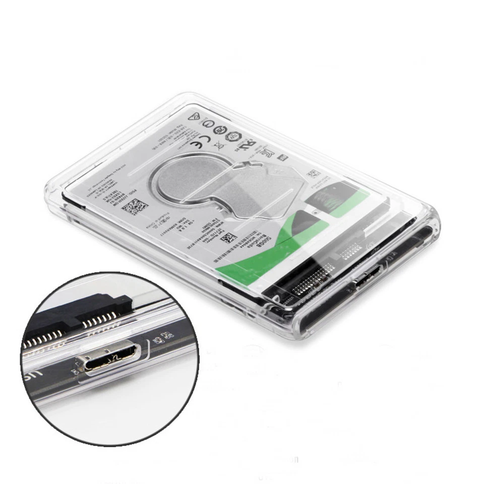 2.5 Inch USB 3.0 to SATA Hard Drive Enclosure External HDD Enclosure Transparent - Image 3 of 4