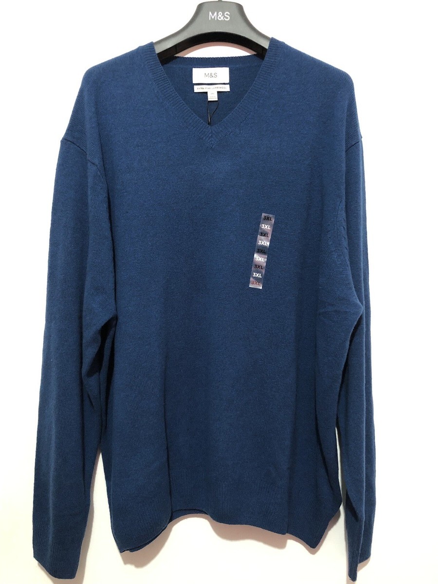 Marks Spencer Extra Fine Lambswool V-Neck Jumper Sweater 3XL £40