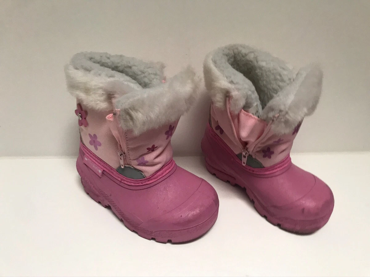 Girl's Zip Lined Pink Boots With Rubber Size 7 | eBay