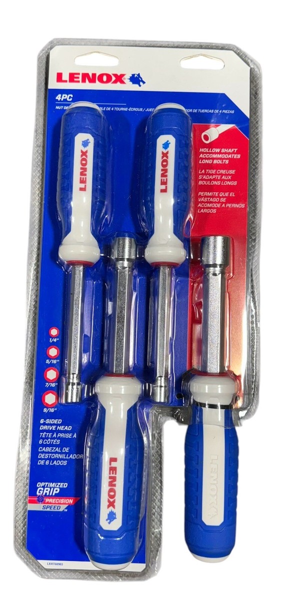 kixisperfection　ネオVQS Lenox LXHT60903 4 Piece hollow Hex Shaft Nut Driver Set New 1/4,5