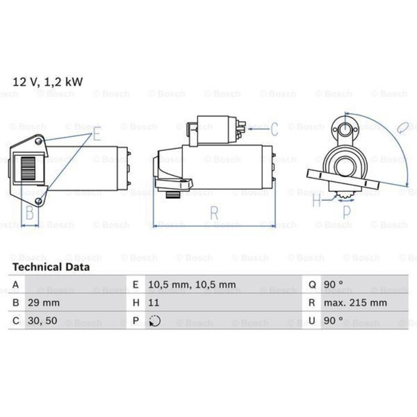 Bosch Anlasser Starter 1.2Kw FüR Ford Focus II C-Max Volvo V50 C30 0 986 023 570-image