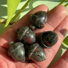 5pc Natural blood stone Quartz Pine nuts hand Carved Crystal gem reiki Healing