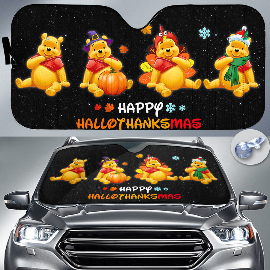 Winne The Pooh Happy Hallothanksmas Disney Car Sun Shade