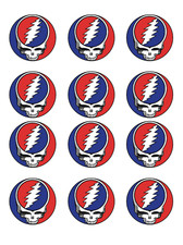 12 Grateful Dead SYF Steal Your Face edible paper, cupcake cookie toppers