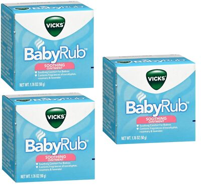 Vicks Babyrub Soothing Ointment Comfort For Babies 1.76 Oz X 3 Packs