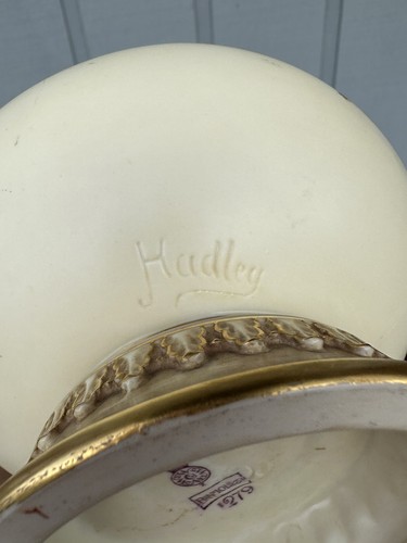 19. Jh. Royal Worcester Porzellan 12 Zoll vergoldete dekorierte Vase signiert Hadley - Bild 14 von 15