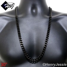 30"MEN Stainless Steel HEAVY 9x4mm Black Plated Cuban Curb Chain Necklace 140