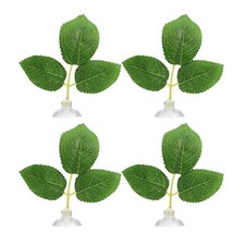 4pcs Betta Fish Leaf Pad with Suction Cup Fish Hammock Decor Green 2.24"x1.61"