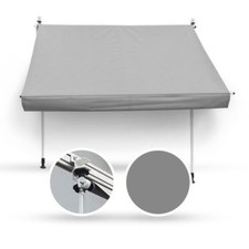 250 x 120 Klemmmarkise Fallarmmarkise Markise grau UNI Handkurbel Balkon