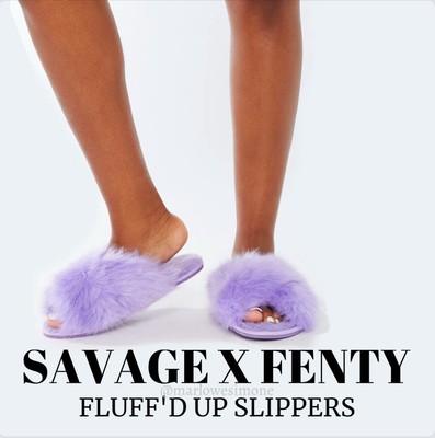 SAVAGE X FENTY Womens Fluff'd Up Slippers Lavender Purple US SIZE S(6-7) BNWT