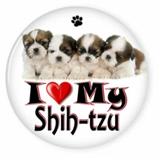  I LOVE MY SHIH-TZU DOG PUPPY 3" SAFETY PIN BACK BUTTON