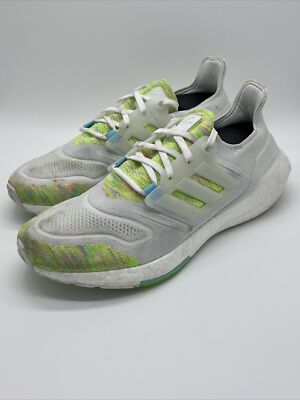 Adidas UltraBoost 22 White Bliss Blue Yellow (GX5926) Size 9.5 Women's