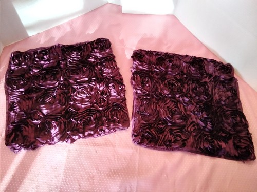 Pillowcases 2 Elegant 3D Purple Roses Faux Silk Cushion Cover Throw Case 16"