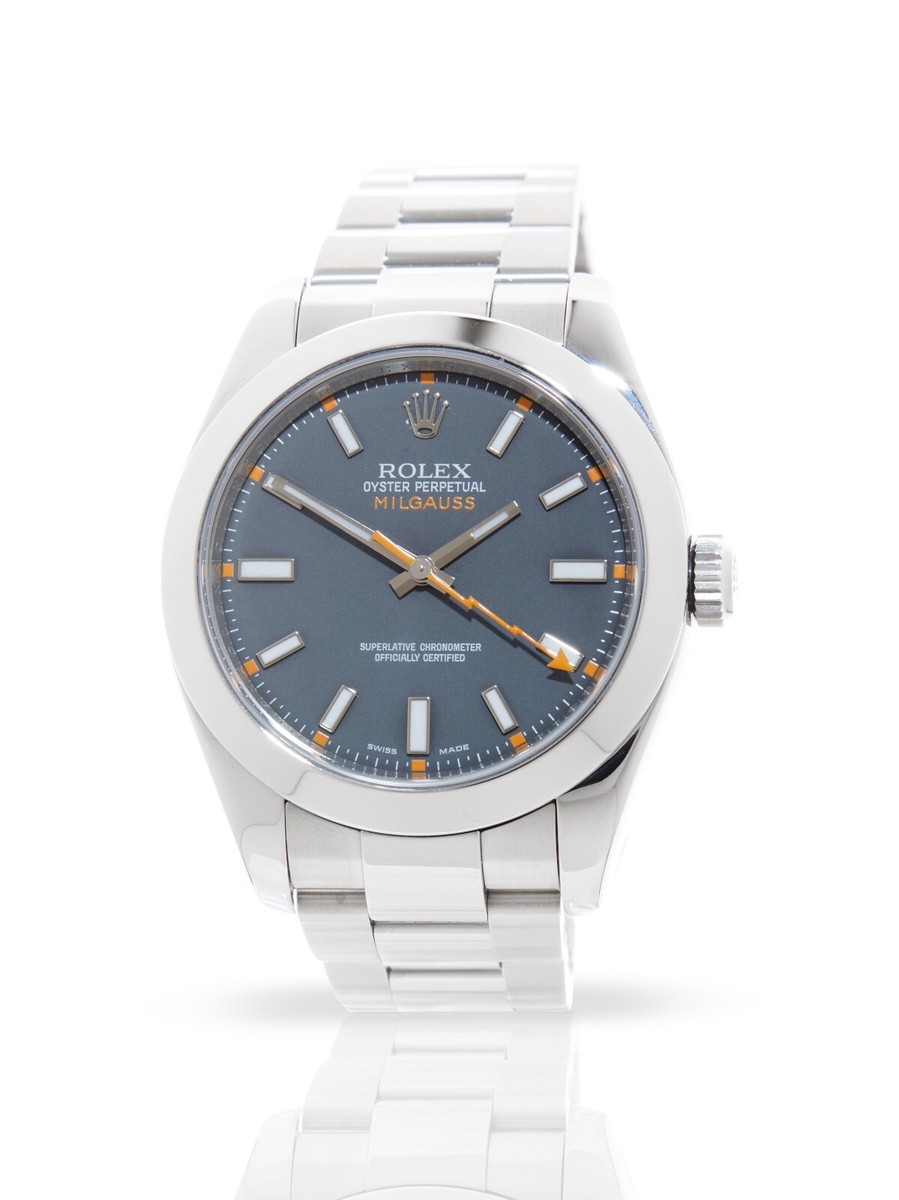 ROLEX MILGAUSS 116400 RARE GREY PATINA BOX PAPERS 24-MONTH