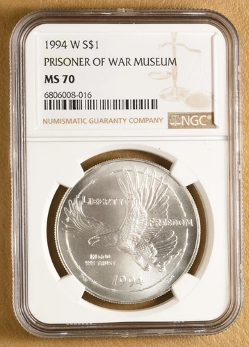 1994 W Prisoner of War Museum Commemorative Silver Dollar NGC MS70