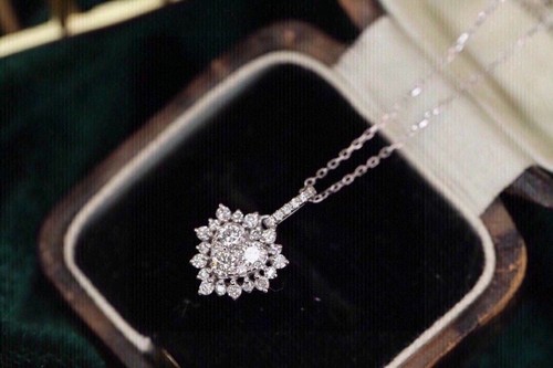 2Ct Round Lab Created Diamond Cluster Pendant 18" Chain 14k White Gold Plated - Picture 5 of 5
