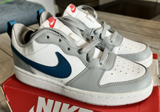 Nike Court Borough Low 2 White/Marina-Lt Smoke Grey Grade School Youth Boys