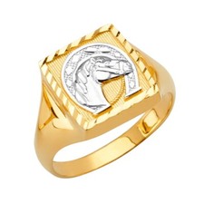 Solid 14K Gold Lucky Horse Shoe Ring EJRG2756