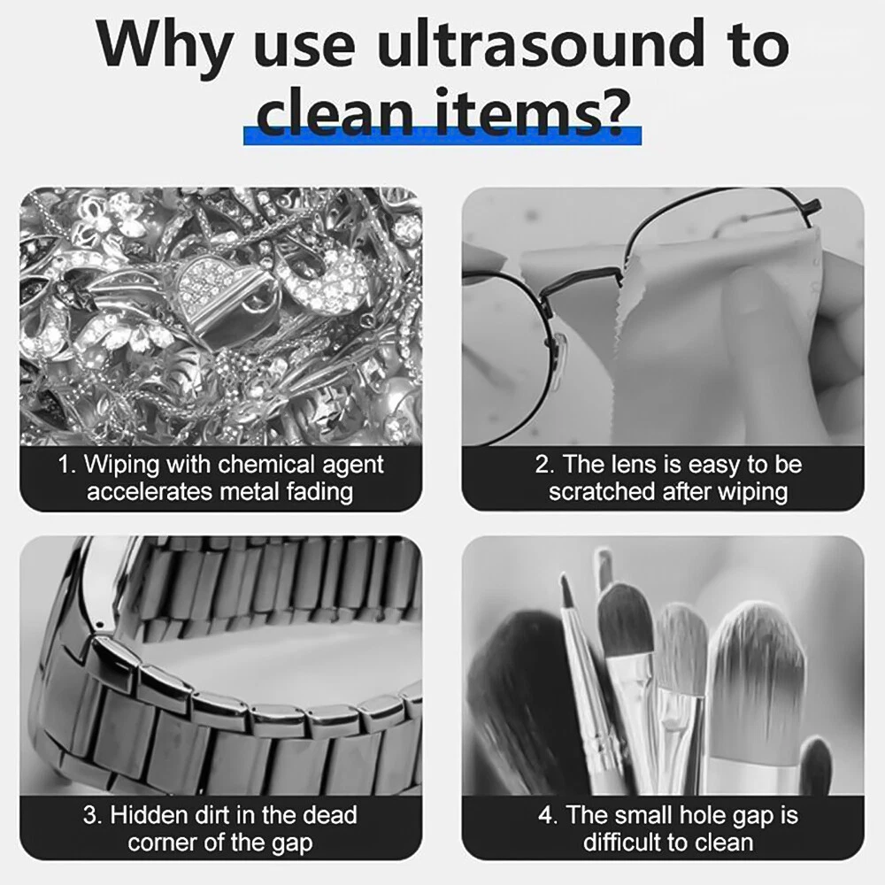 Ultrasonic Cleaner Machine 45KHZ Sonic Wave Tank Jewelry Watch Glasses Cleaning - Picture 9 of 11