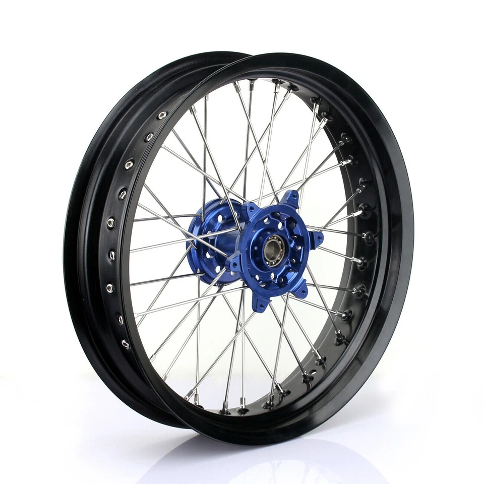 Ruedas YAMAHA YZ250F YZ450F Supermoto AZUL Buje Llanta Negra 17" 2014-2024 Foto 2 de 4