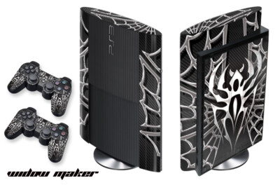 Klebefolie Wrap Für PS3 Super Slim PLAYSTATION 3 Konsole + Controller Widowmkr