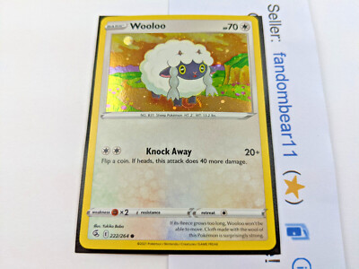wooloo holographic card Wooloo COSMOS HOLO PROMO card 222/264 Sword & Shield Fusion Strike 2021  Pokemon