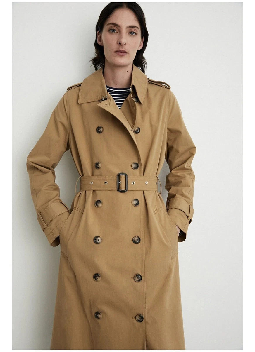 Warehouse Modern Classic Trench Coat Camel Uk14 RRP 139.99