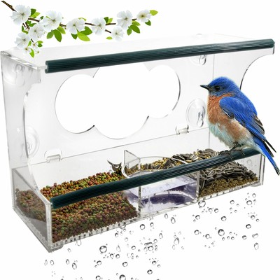 Birdious Deluxe Okno Ptica Feeder S Silnoj Prisoski Naslazhdatsya