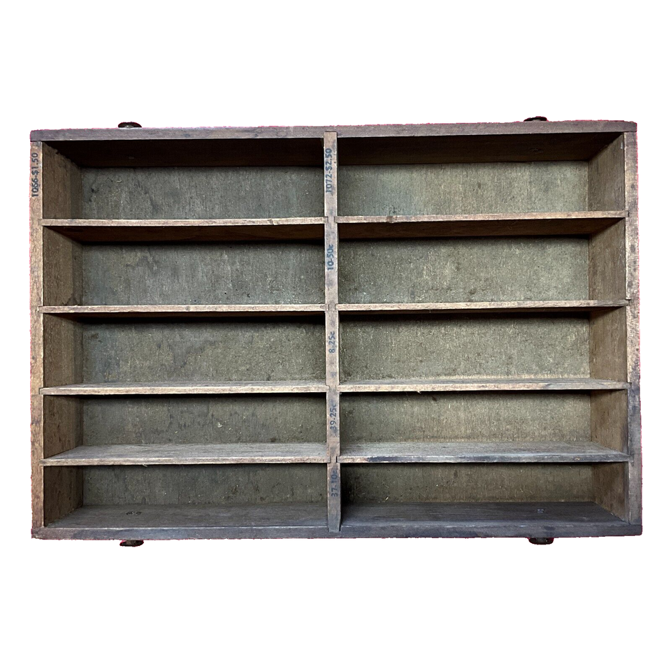 Antique Retail Wood Store Nail Clipper Display Case, 12" x 8" x 2