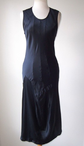 Ann Demeulemeester, ANN DEMEULEMEESTER Vintage Black Silk Sleeveless Dress 36 4 6