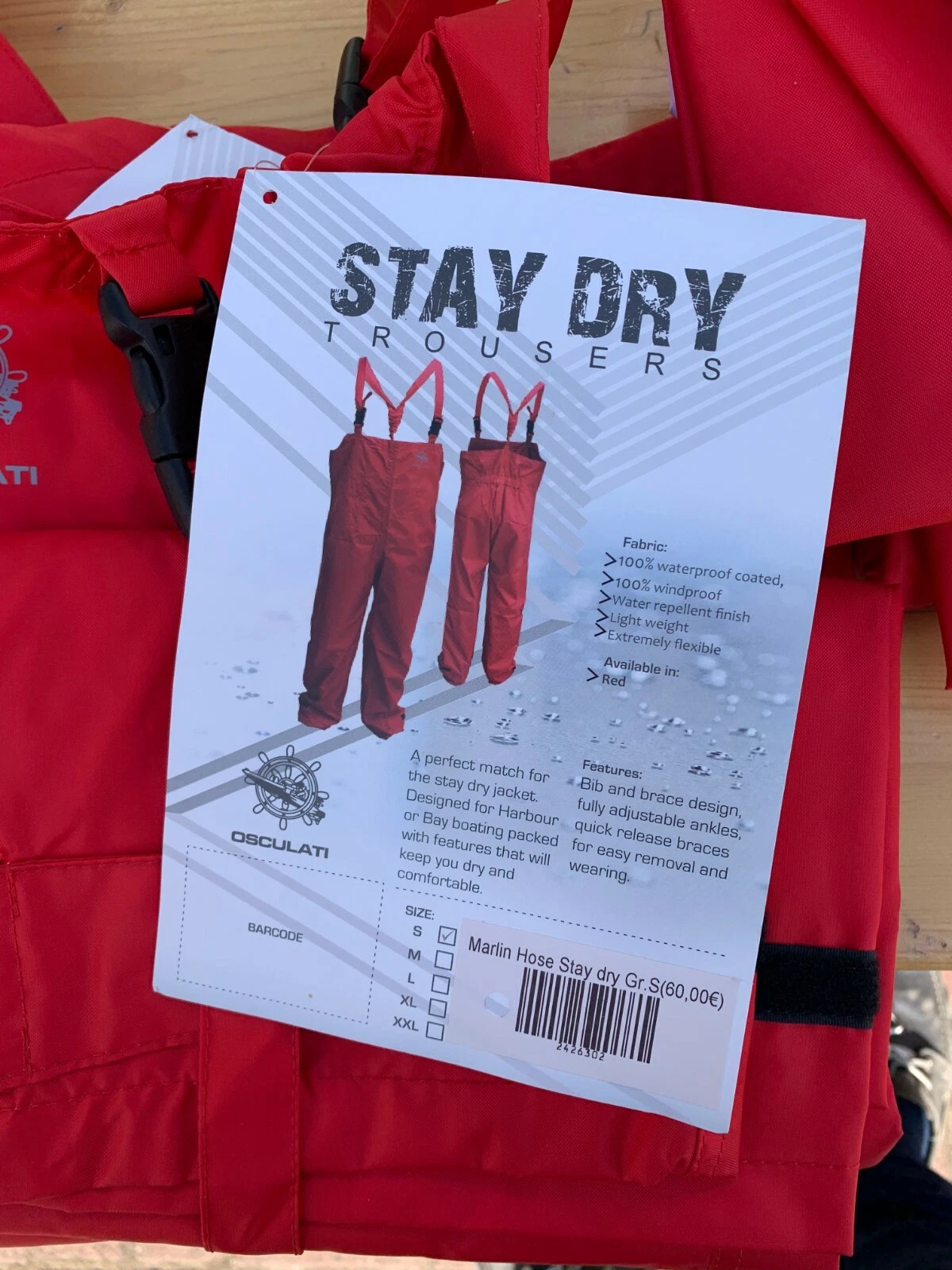 Rain Trousers / Pants / Breathable / Size S / Sailing / Fishing / Camping / Boat