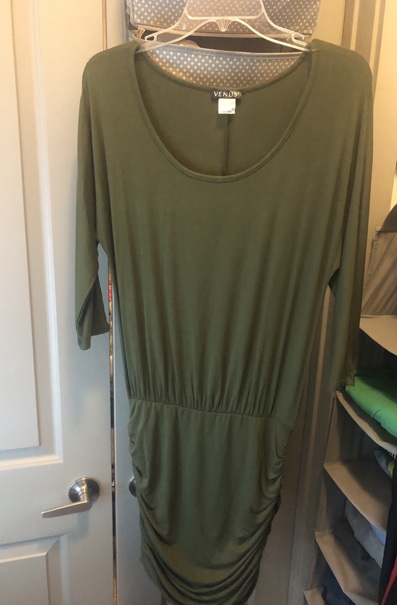 Venus Womens Dress Olive Green Bodycon Ruched Dress Size XS New Without  Tags | eBay