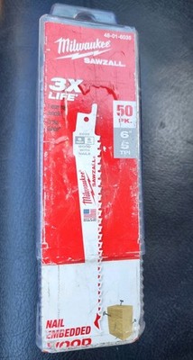 Milwaukee 48-01-6035 6'' 5 TPI Sawzall Blades 50 Pack Nail Embedded Wood NEW!!