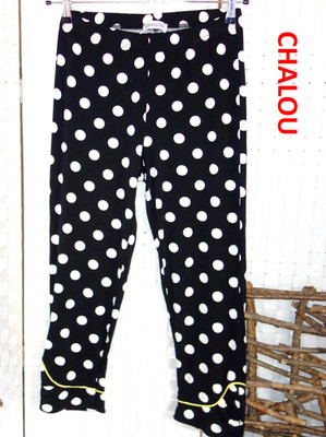 CHALOU Designer Damen Leggings schwarz weiß PUNKTE mit gelb Gr.  40 42 44