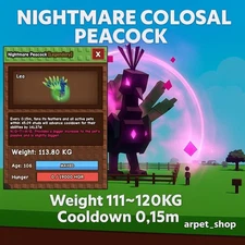 [🐶] Roblox GROW A GARDEN | NIGHTMARE COLOSSAL PEACOCK 111~120KG+ 0.15m