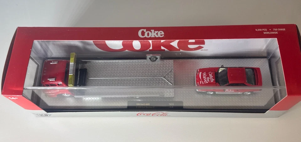 M2 Coca-Cola 1990 Ford Mustang GT 5.0 Foxbody C8000 Flatbed Truck NIB 750 Chase - Image 4 of 4