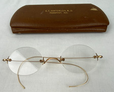 Vtg M.O. Co Eyeglasses Rimless Merry Optical Gold Tone Or Gold Fill  Case B49