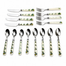 Gibson John Deere Tractor 16 Pc Flatware Set Service for 4 Knives Forks Spoons