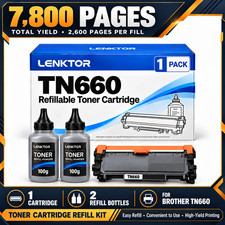 TN660 Refillable Toner 1PK BK for DCP-L2520DW DCP-L2540DW MFC-L2720DW HL-L2300D