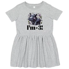 Inktastic 3rd Birthday Hippo 3 Year Old Toddler Dress Three Party Girls Photo