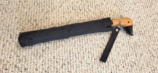 Vintage Black Compact Umbrella Wooden Duck Head Handle Strap Sleeve Button