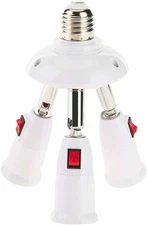 3 in 1 Light Socket Splitter, E26/E27 Outlet Extender Adapter with Switch, Multi